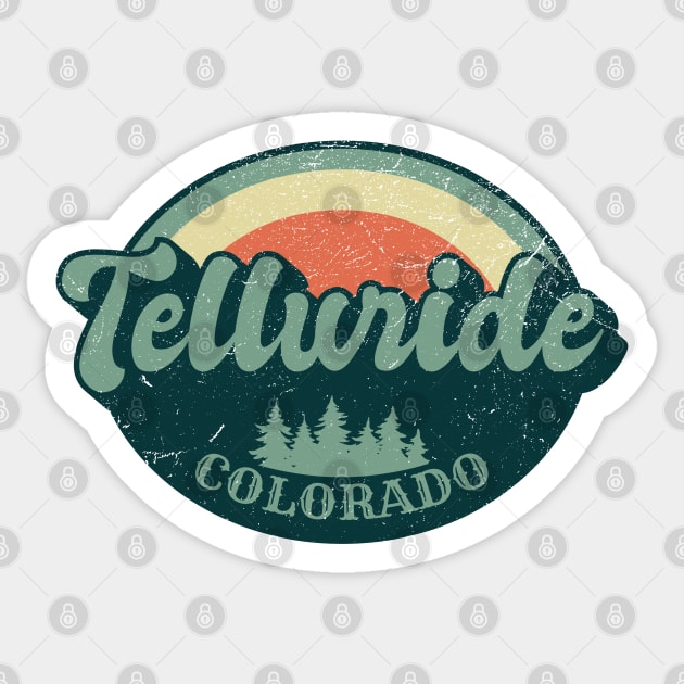 Telluride Colorado Retro Sticker by Zen Cosmos Official